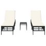 Voir la diapositive 4 : VIDAXL Chaises longues lot de 2 avec table noir resine tressee