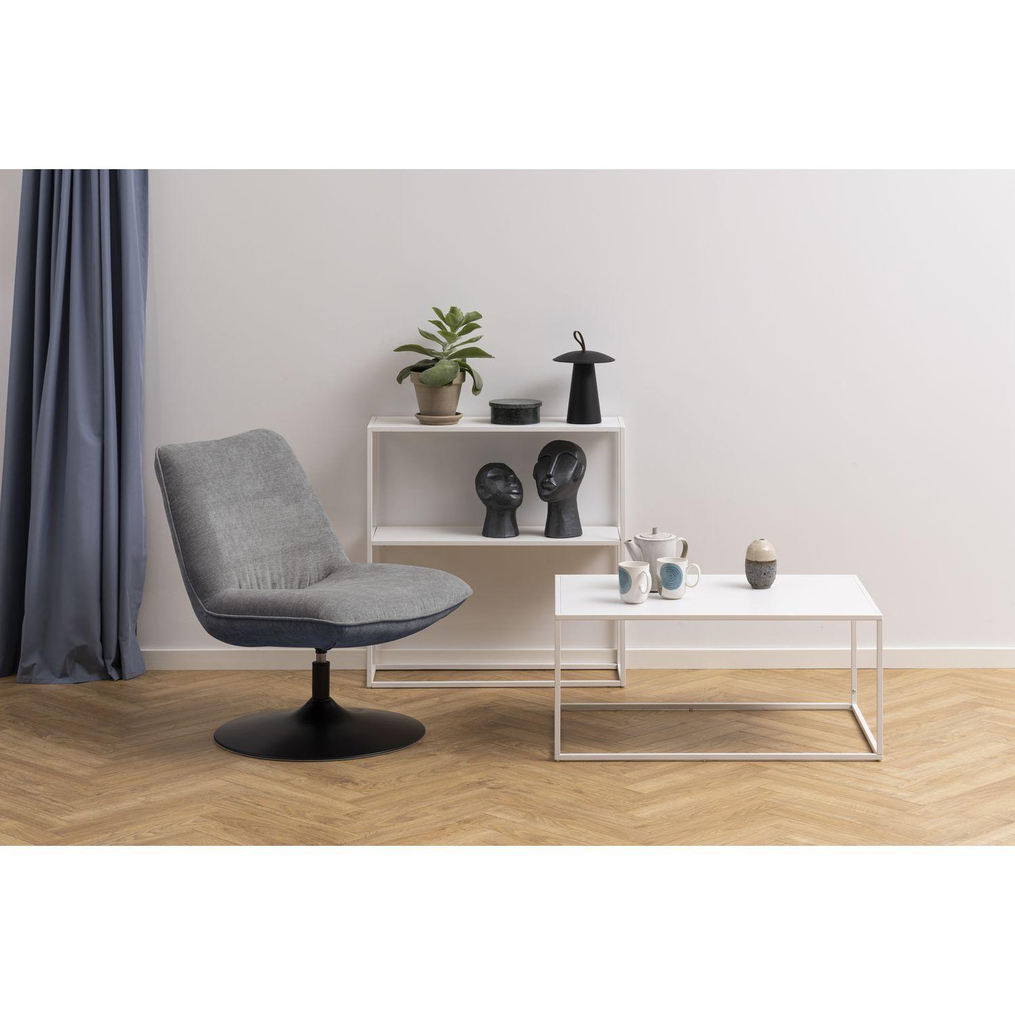 Voir la diapositive 2 : TOILINUX Fauteuil rembourré au style vintage - gris et noir