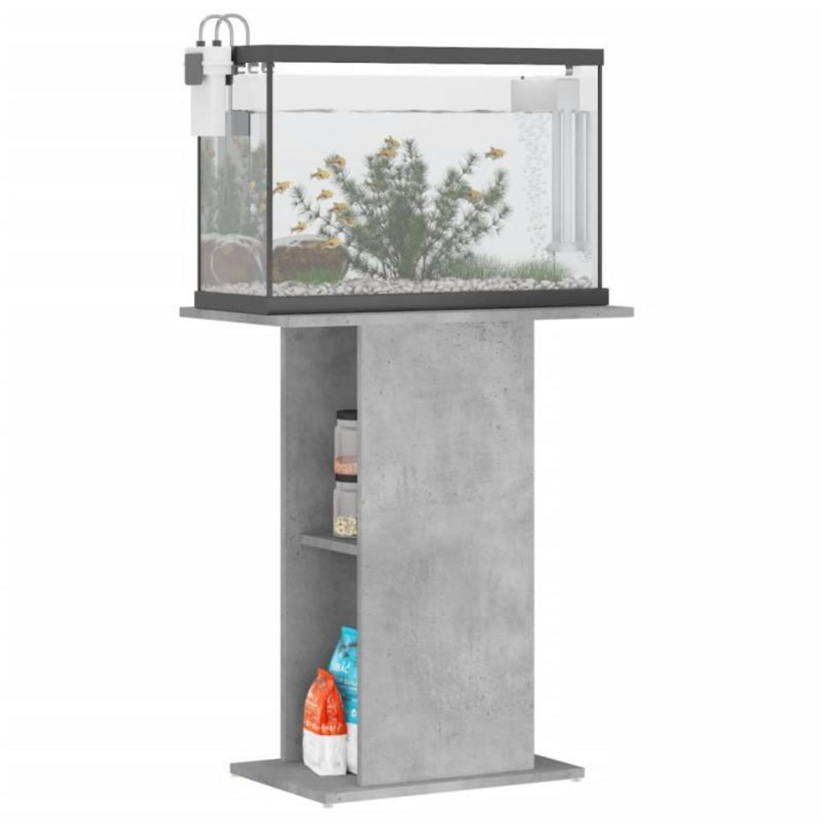 VIDAXL Support d aquarium gris béton 60,5x36x72,5 cm bois d ingénierie