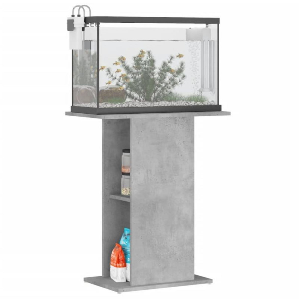VIDAXL Support d aquarium gris béton 60,5x36x72,5 cm bois d ingénierie