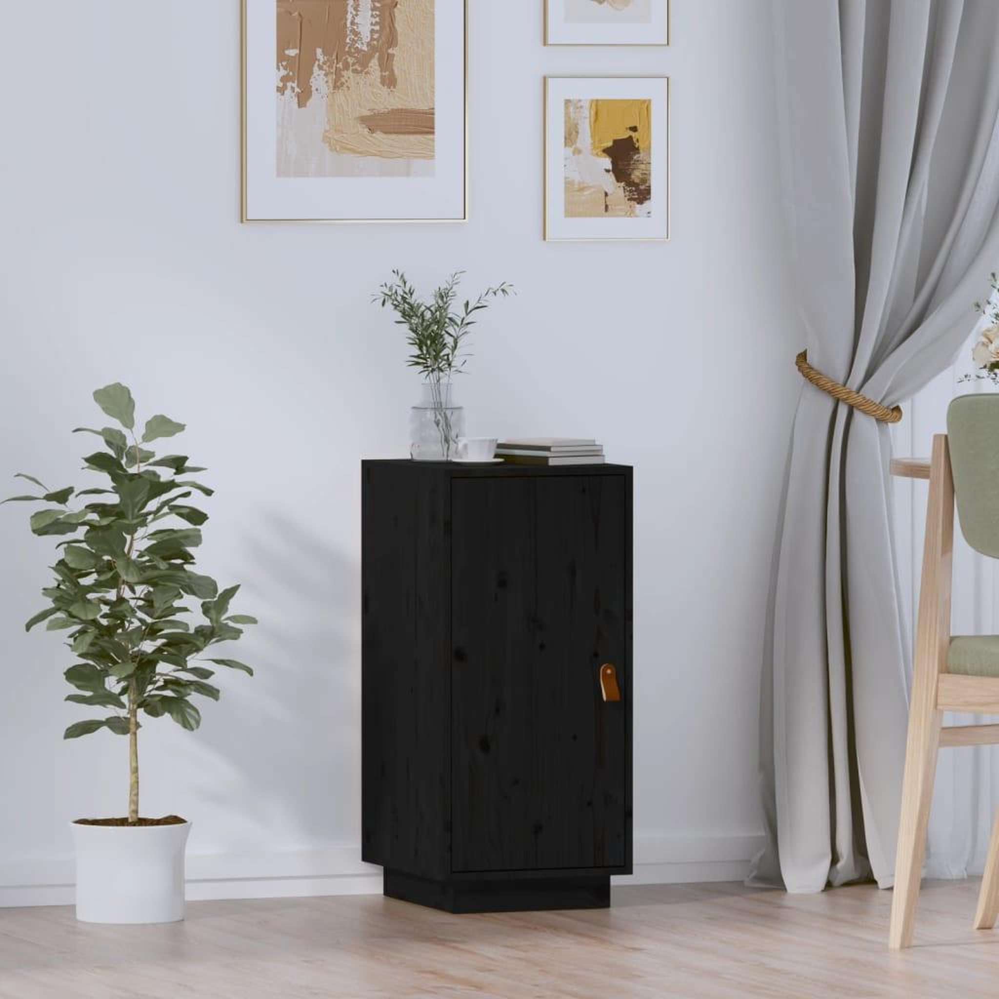 Voir la diapositive 1 : VIDAXL Buffet Noir 34x40x75 cm Bois massif de pin