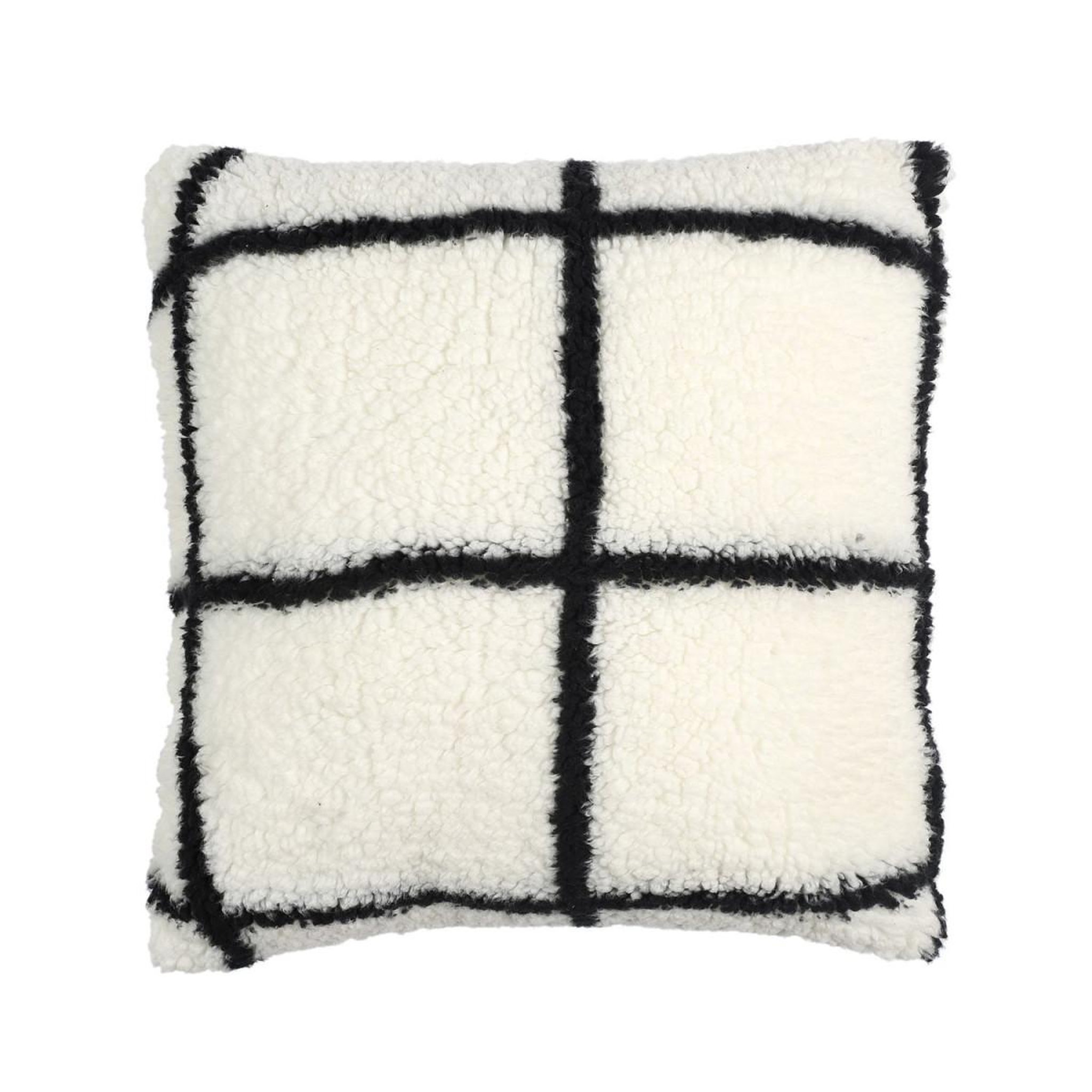 The Home Deco Factory Coussin sherpa à carreaux  crush  40x40cm blanc
