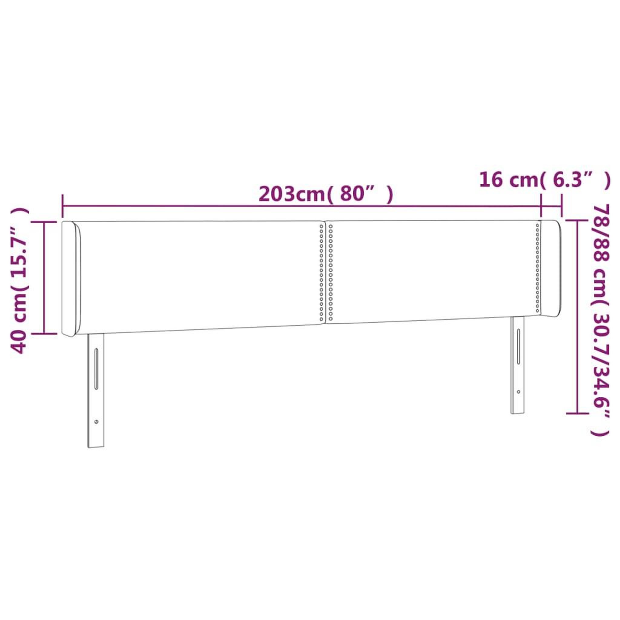 Voir la diapositive 6 : VIDAXL Tete de lit a LED Blanc 203x16x78/88 cm Similicuir