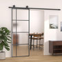 Voir la diapositive 1 : VIDAXL Porte coulissante Verre ESG depoli et aluminium 76x205 cm Noir