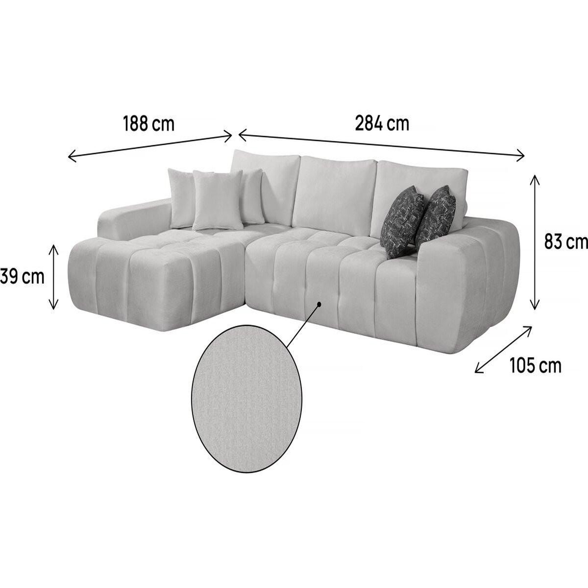 Voir la diapositive 3 : Habitat et Jardin Canapé d'angle gauche en tissu style bubble  sidonie  - 4 places - gris