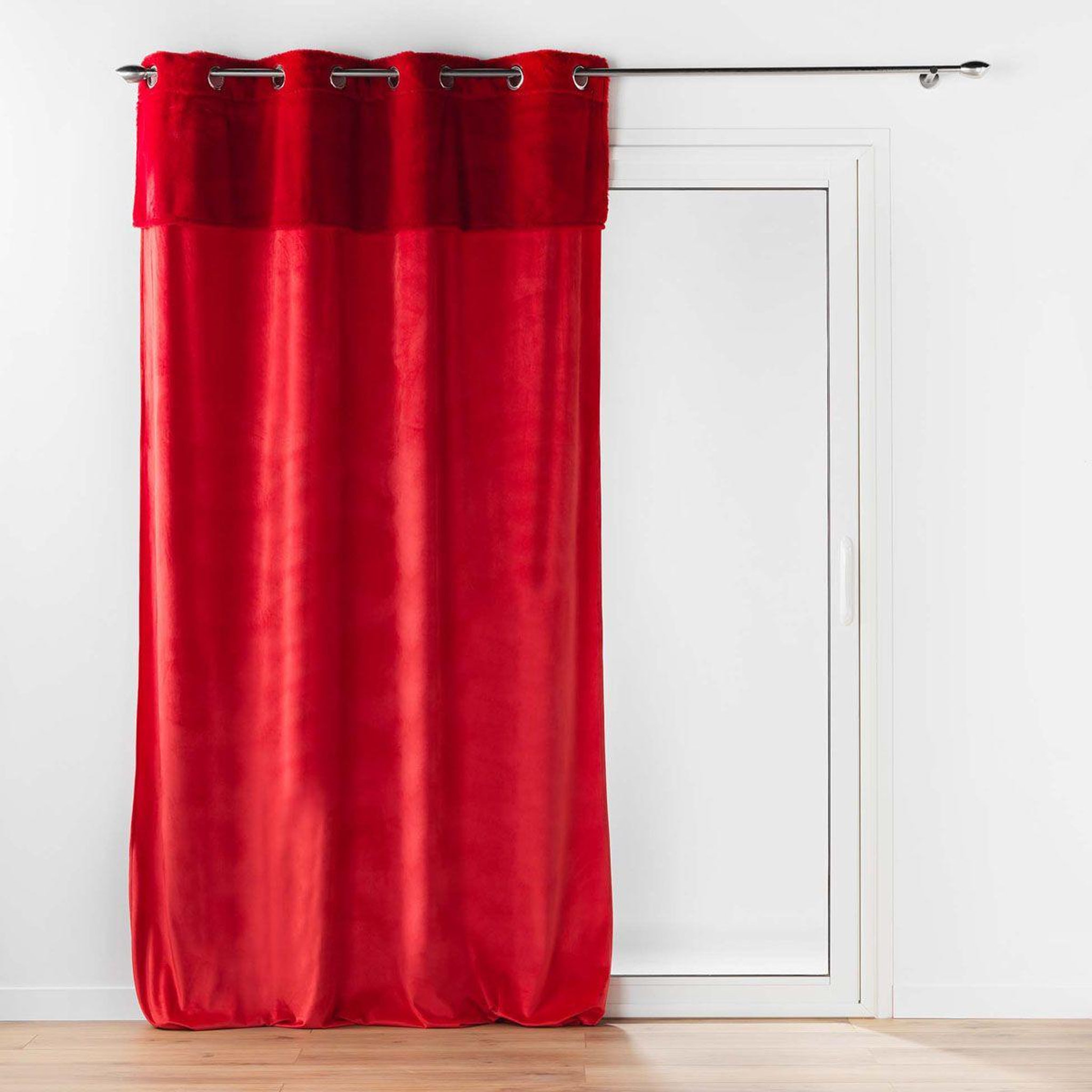 Douceur d'Intérieur Rideau à œillets velours  caresse  140x240cm rouge