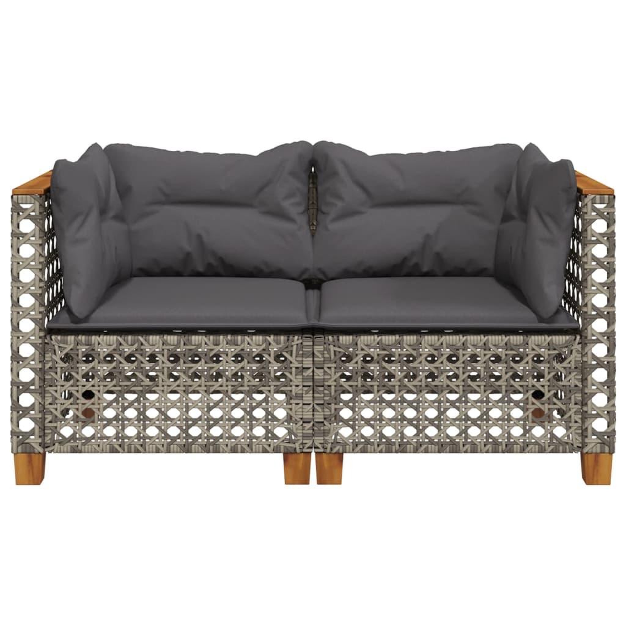 Voir la diapositive 4 : VIDAXL Canapes d'angle de jardin et coussins 2 pcs gris resine tressee