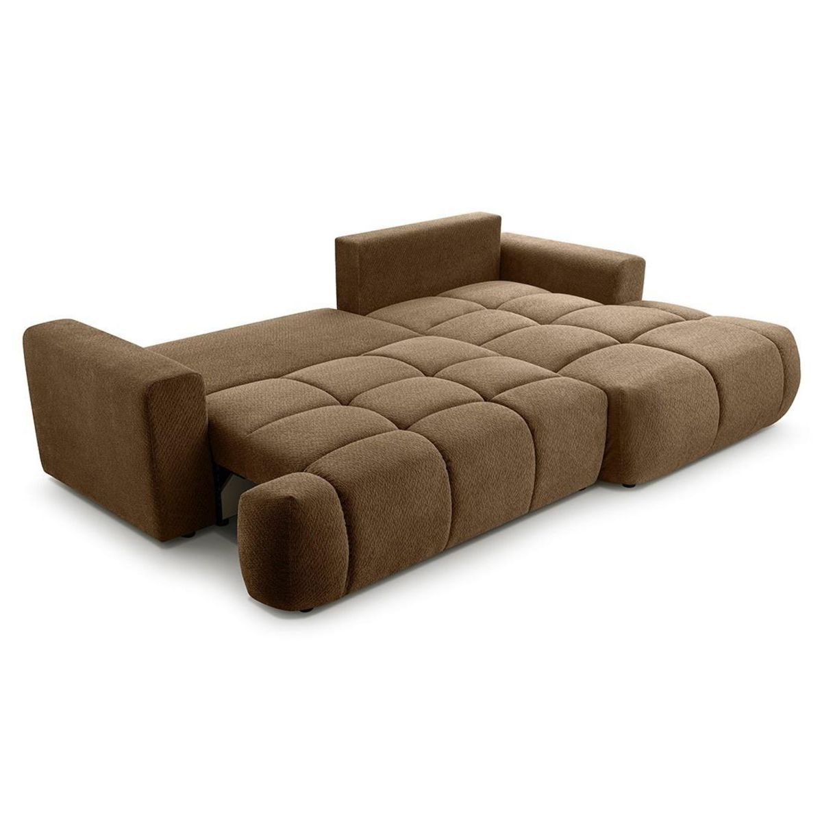 BEST MOBILIER Leonie - canapé d'angle droit 4 places convertible avec coffre en velours texturé