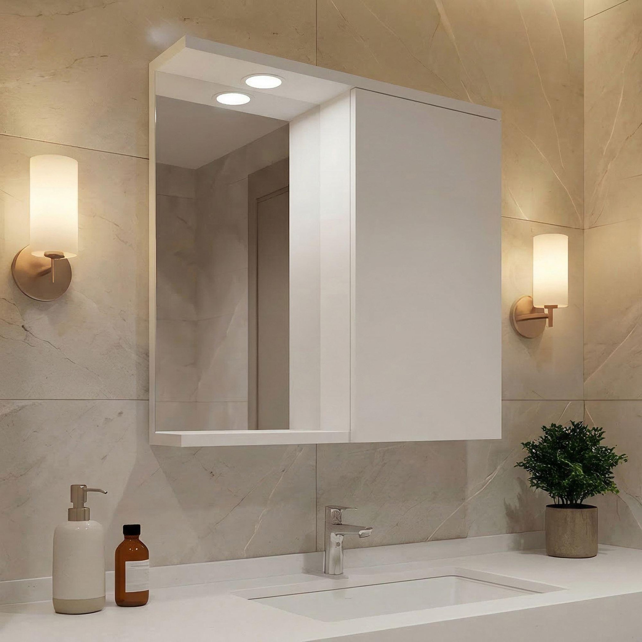 Voir la diapositive 2 : Habitat et Jardin Meuble salle de bain avec miroir  purus 80  - 75 x 18 x 68 cm - white
