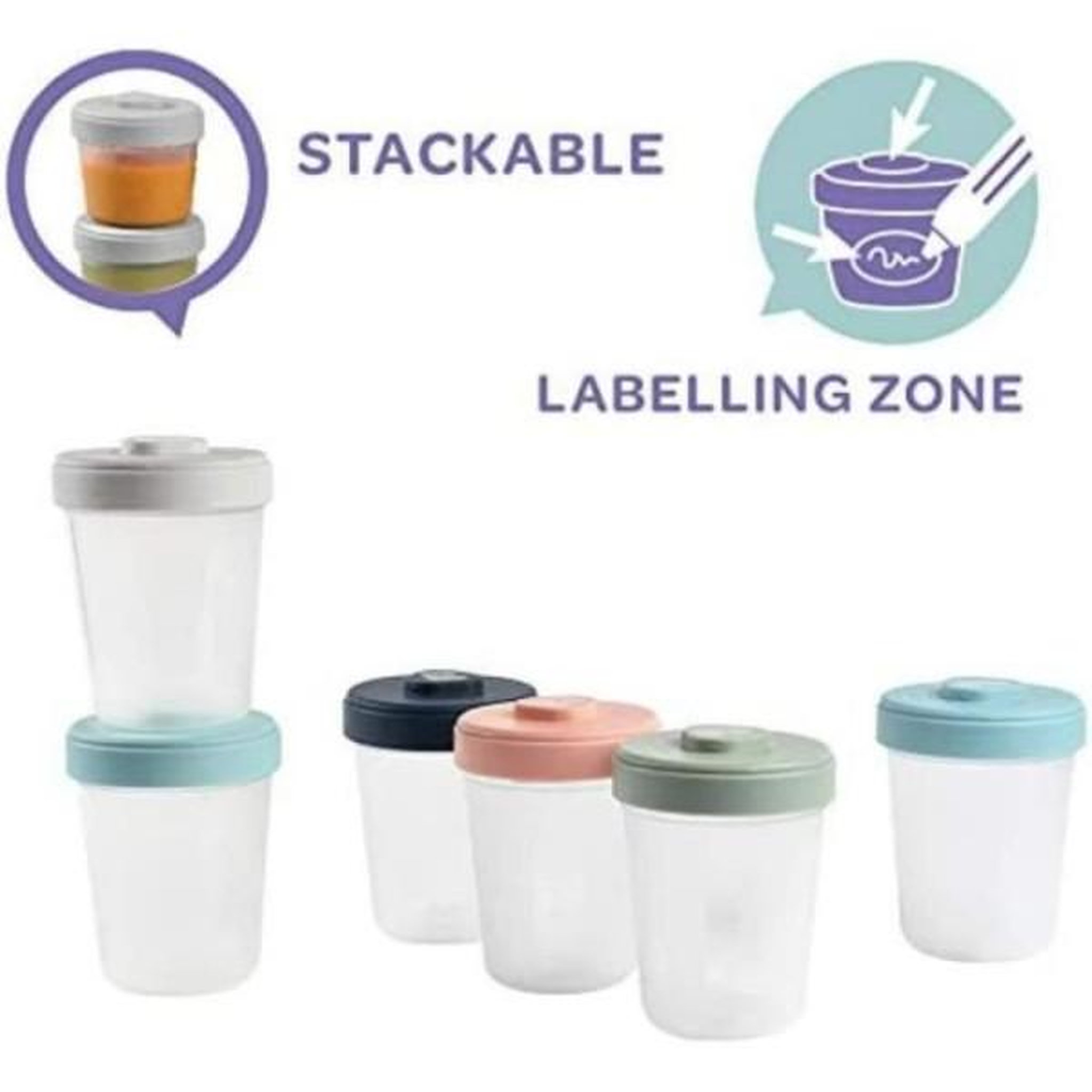 Voir la diapositive 3 : MARKET24 BÉABA - Lot 6 Portions Clip - 2eme Age - 250ml - 100% Hermetique - Empilables