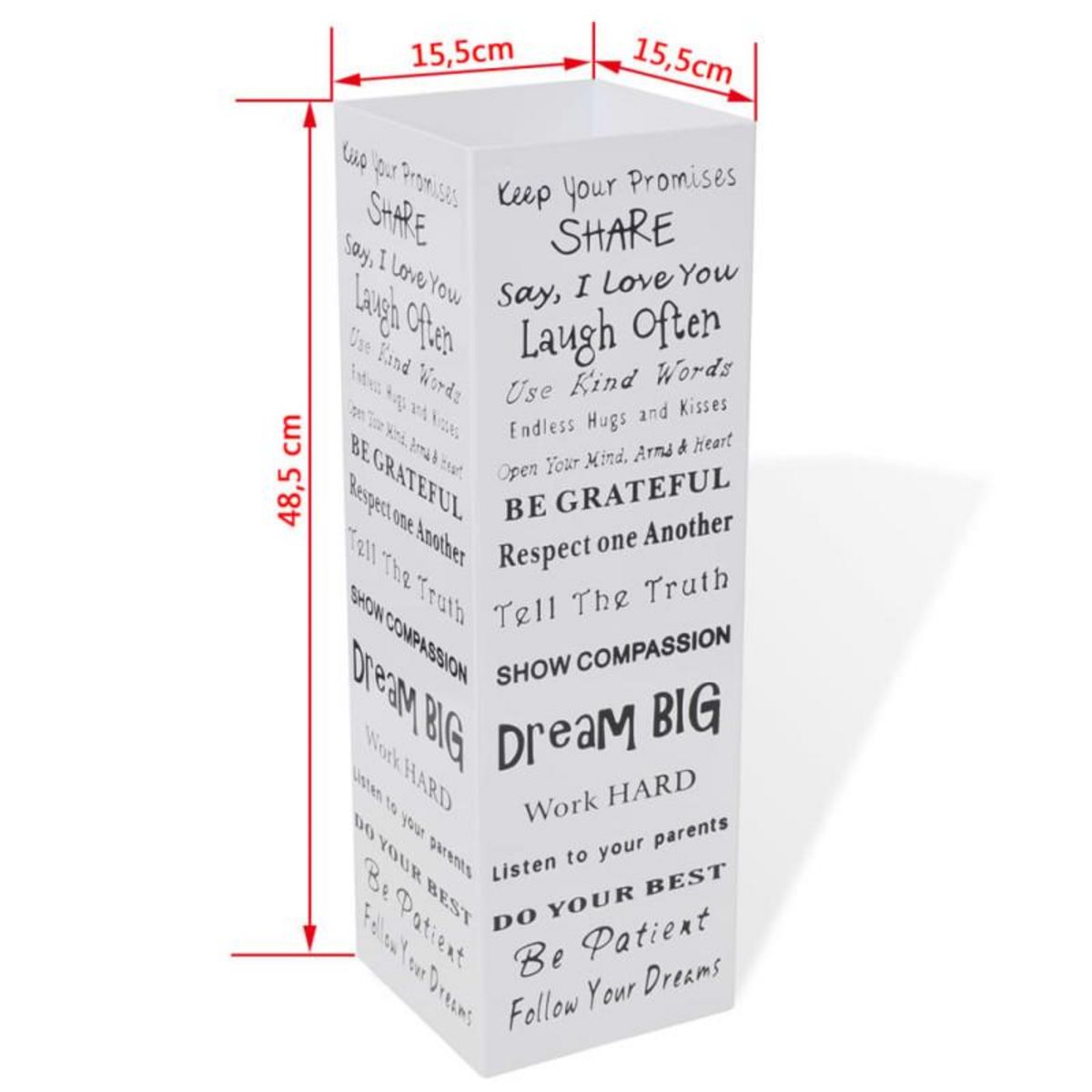 VIDAXL Blanc Carré Porte parapluie Stockage pour cannes bâtons Acier 48,5 cm