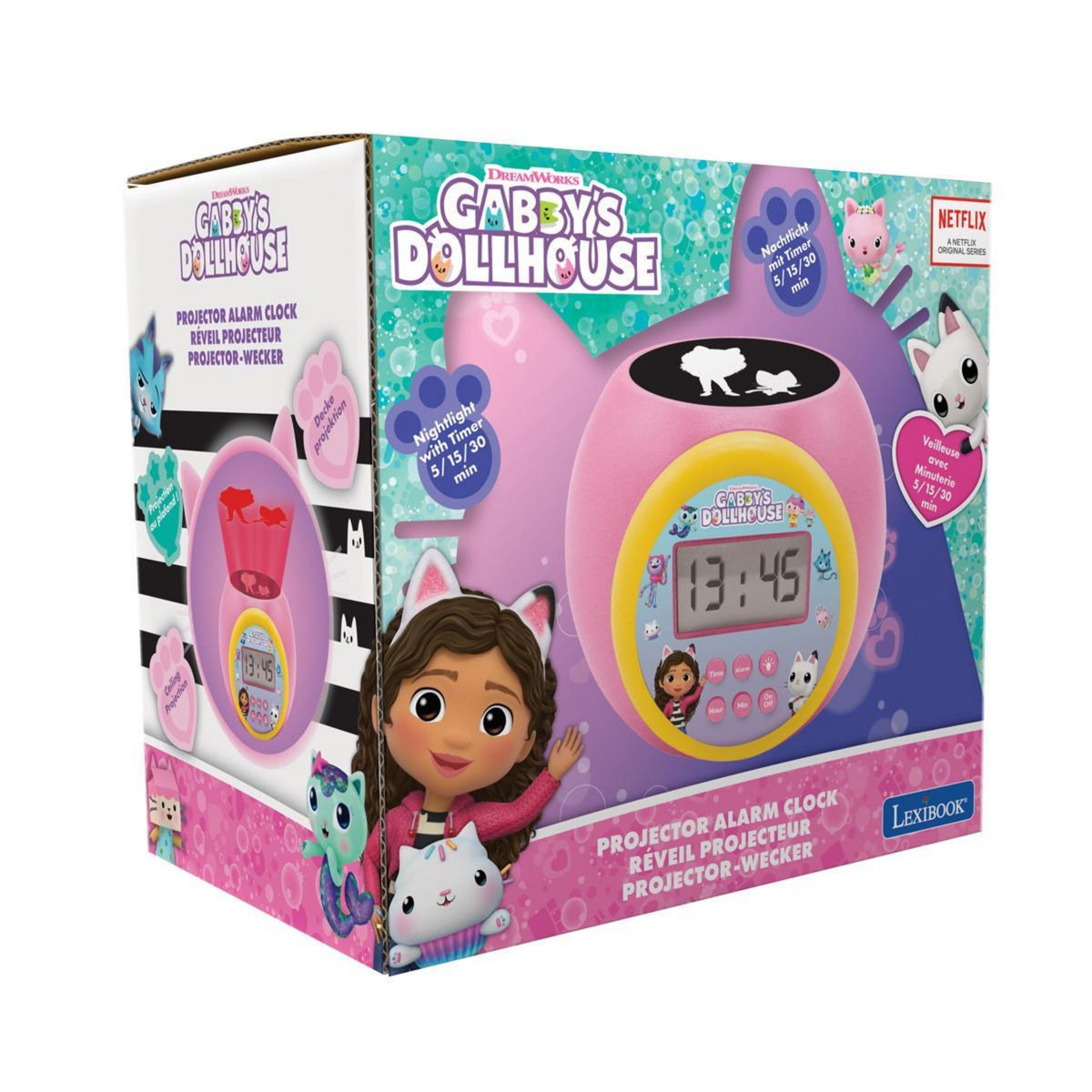 Lexibook Réveil Projecteur Gabby et la Maison Magique