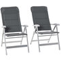 Voir la diapositive 1 : OUTSUNNY Lot de 2 chaises de jardin pliantes dossier haut inclinable multipositions accoudoirs tétière alu. oxford déperlant gris