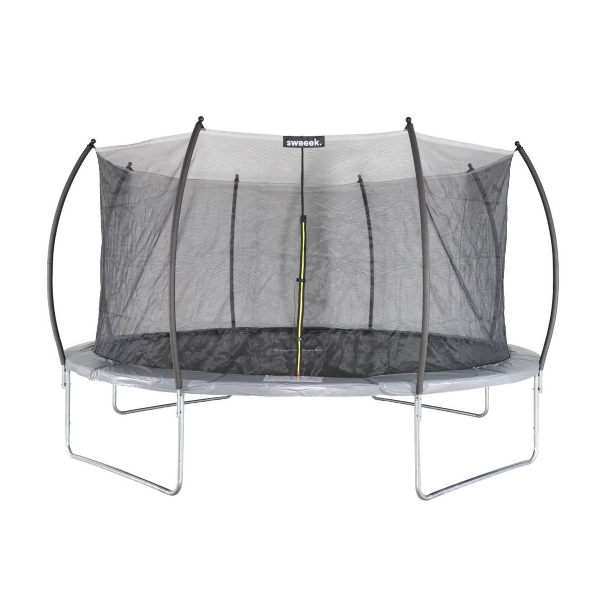 SWEEEK Trampoline rond Ø 490cm gris avec filet de protection intérieur - Jupiter Inner XXL - échelle. bâche. filet pour chaussures et kit d'ancrage 4.90m 490 cm