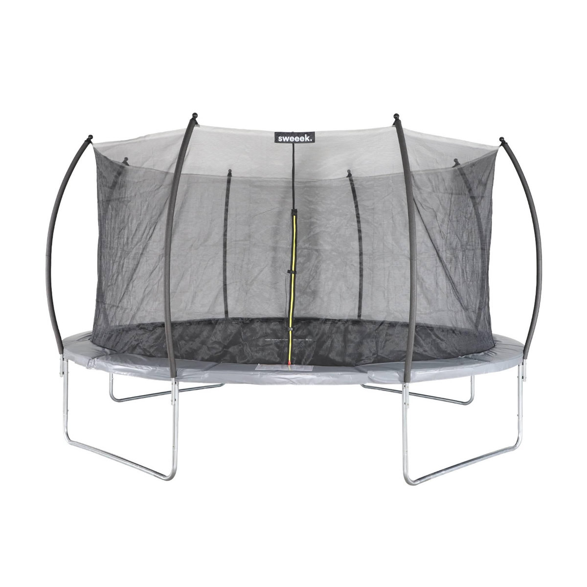 SWEEEK Trampoline rond Ø 490cm gris avec filet de protection intérieur - Jupiter Inner XXL - échelle. bâche. filet pour chaussures et kit d'ancrage 4.90m 490 cm