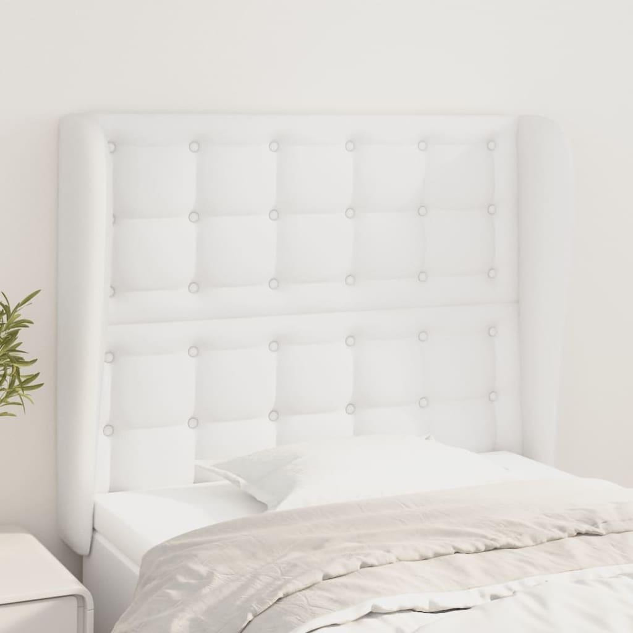 Voir la diapositive 1 : VIDAXL Tete de lit avec oreilles Blanc 103x23x118/128 cm Similicuir