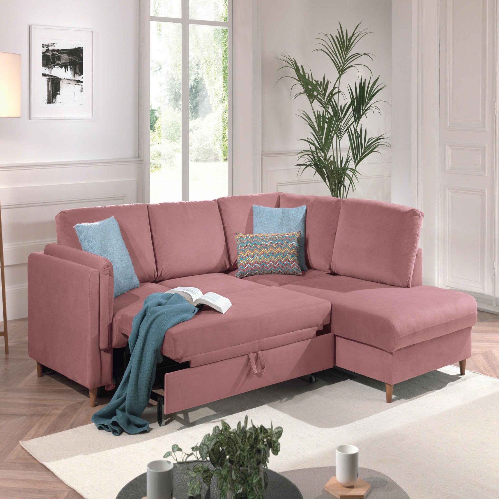 Voir la diapositive 3 : LISA DESIGN Brooke - canapé d'angle gauche - convertible - 5 places - en velours