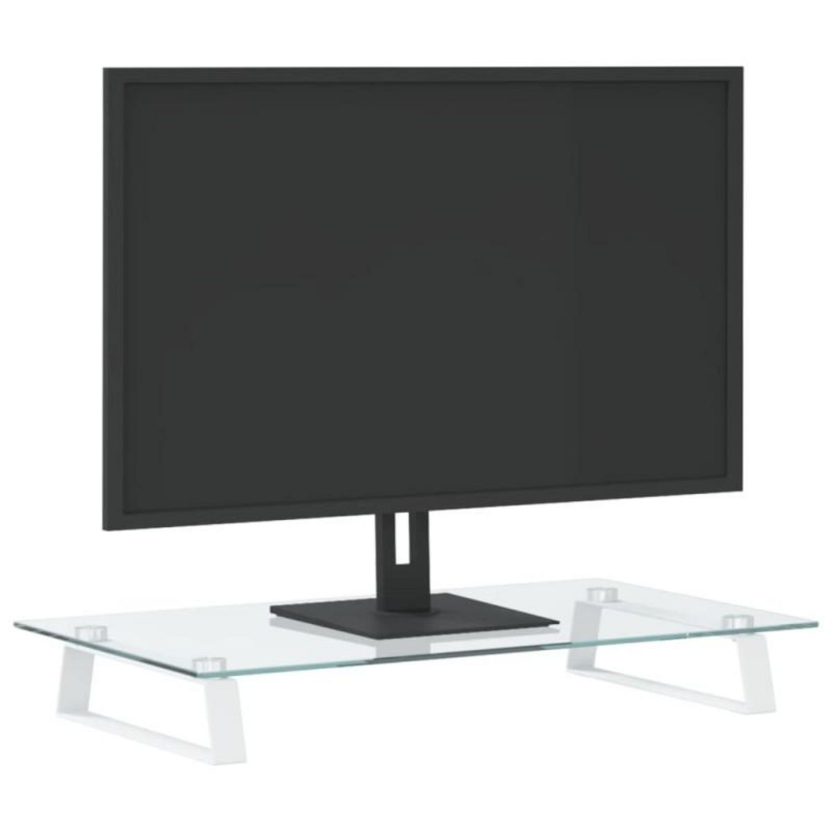 VIDAXL Support de moniteur blanc 60x35x8 cm verre trempé et métal