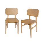SWEEEK Lot de 2 chaises en bois d'hévéa. forme courbée. finition brossée