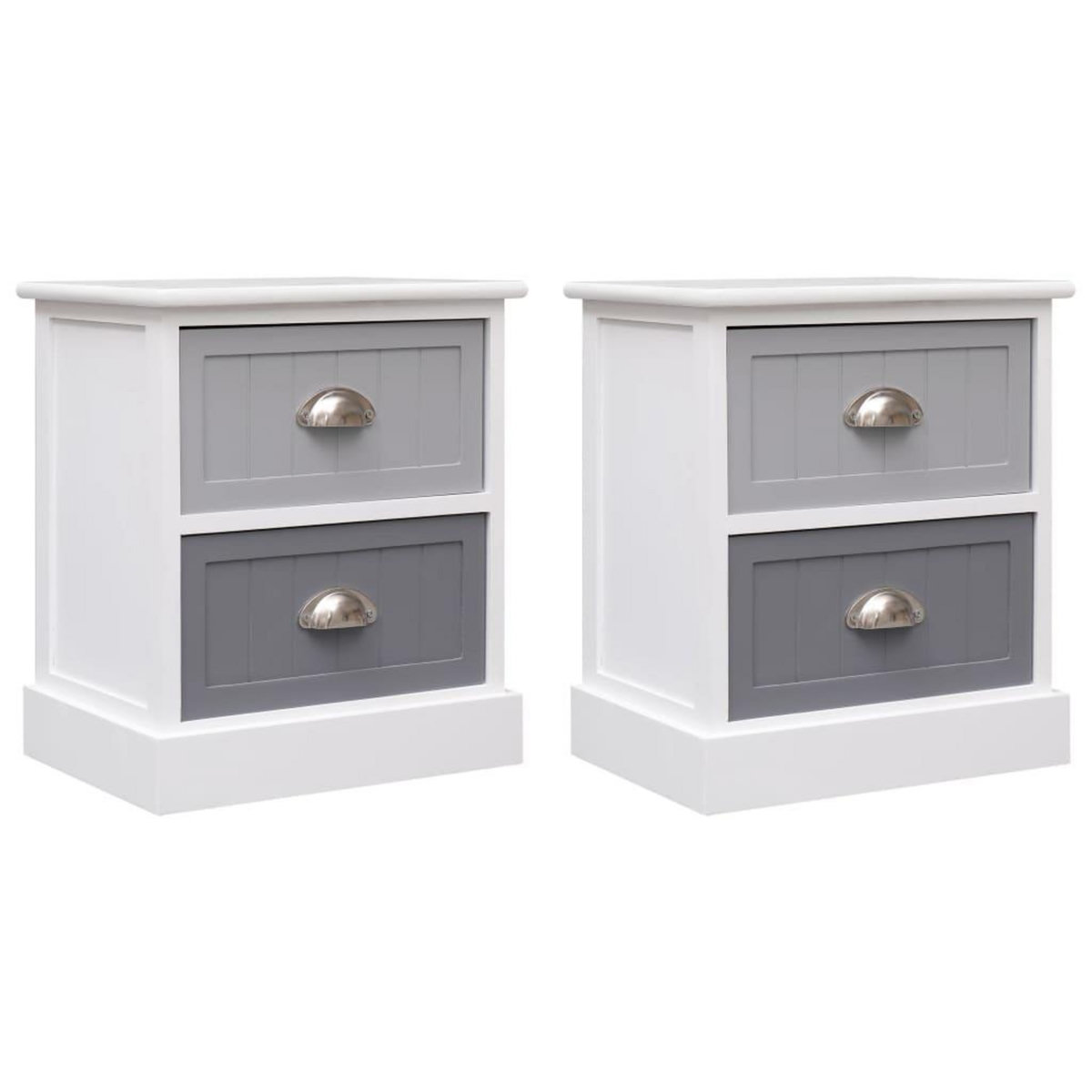 VIDAXL Tables de chevet 2 pcs Gris 38x28x45 cm Bois