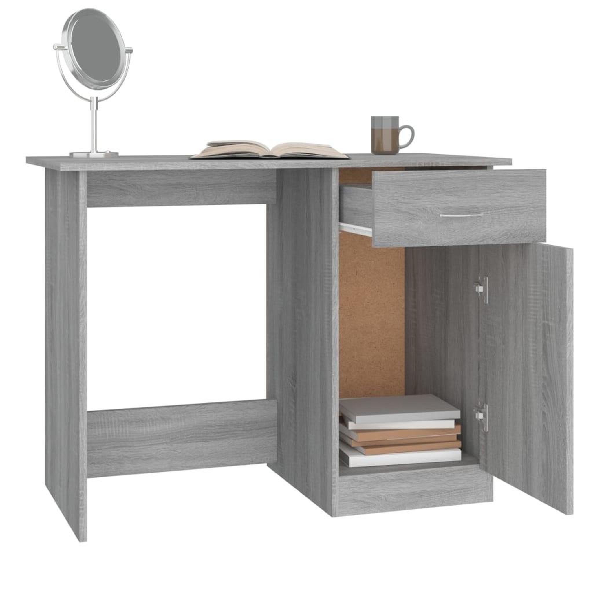 Voir la diapositive 5 : VIDAXL Bureau Sonoma gris 100x50x76 cm Bois d'ingenierie
