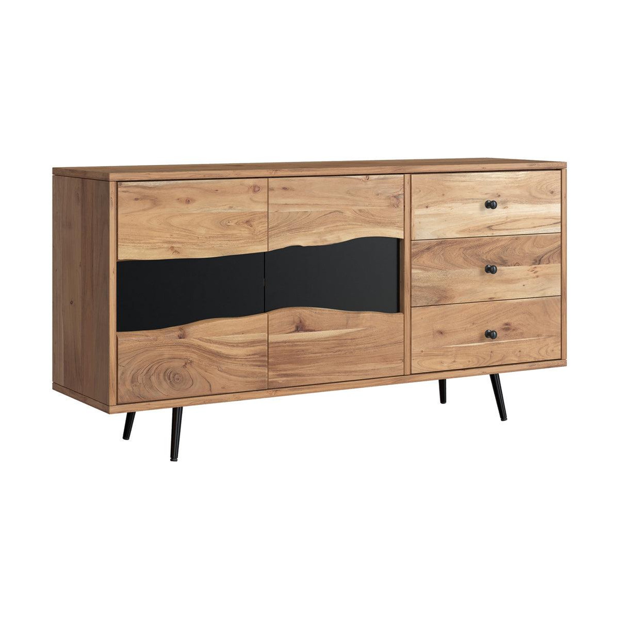Voir la diapositive 5 : MAISON PAVANE Buffet en bois d'acacia massif et métal-alabama