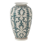 Paris Prix Vase Déco en Verre  Victoria  37cm Vert & Blanc