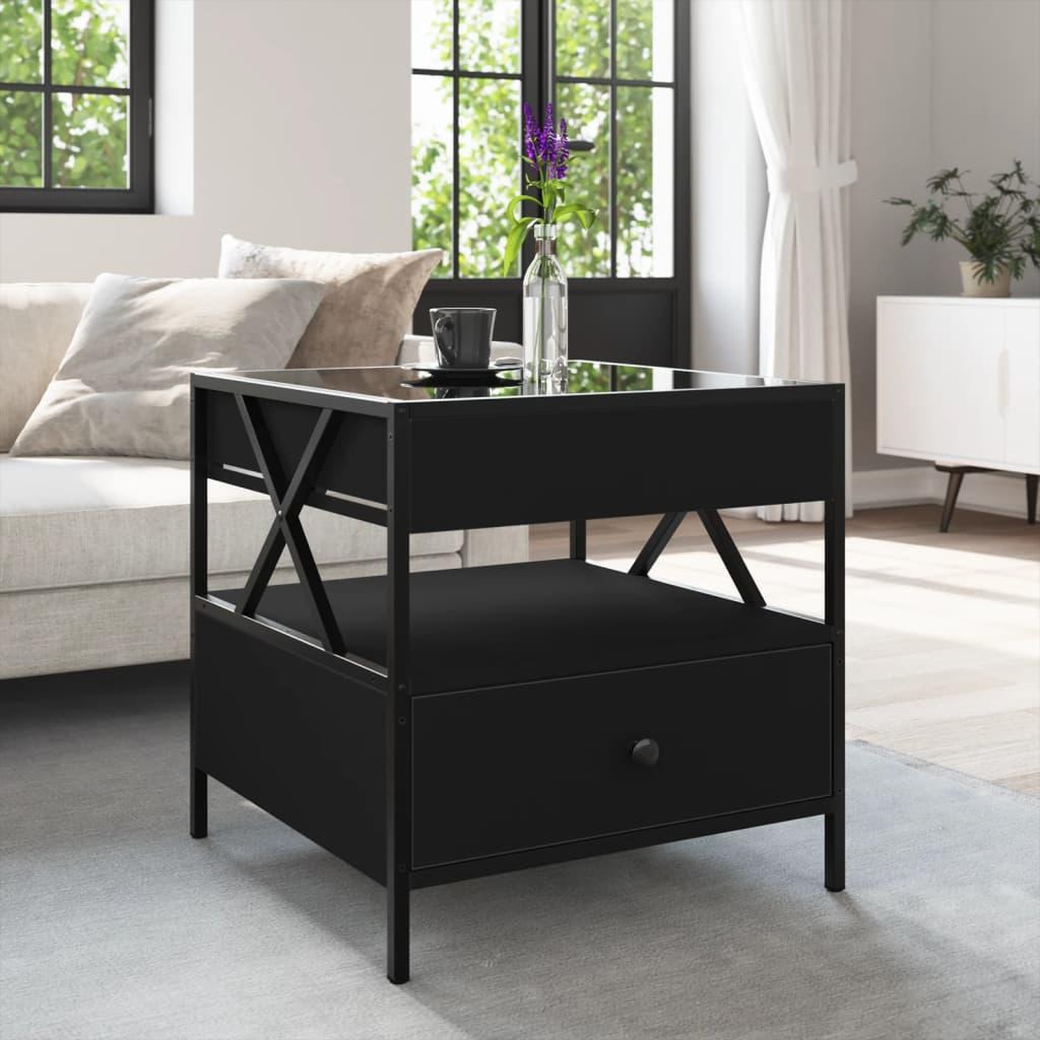 Voir la diapositive 4 : VIDAXL Table basse avec LED Infinity noir 50x50x51 cm