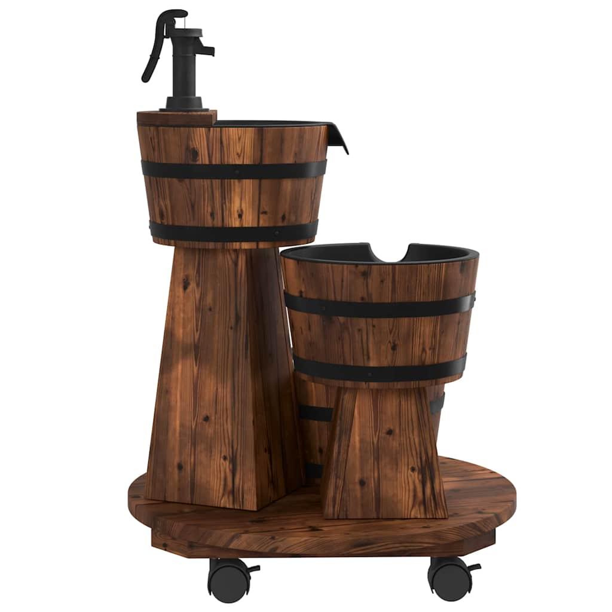 Voir la diapositive 5 : VIDAXL Fontaine a eau sur roues pompe 55x55x80 cm bois de sapin massif