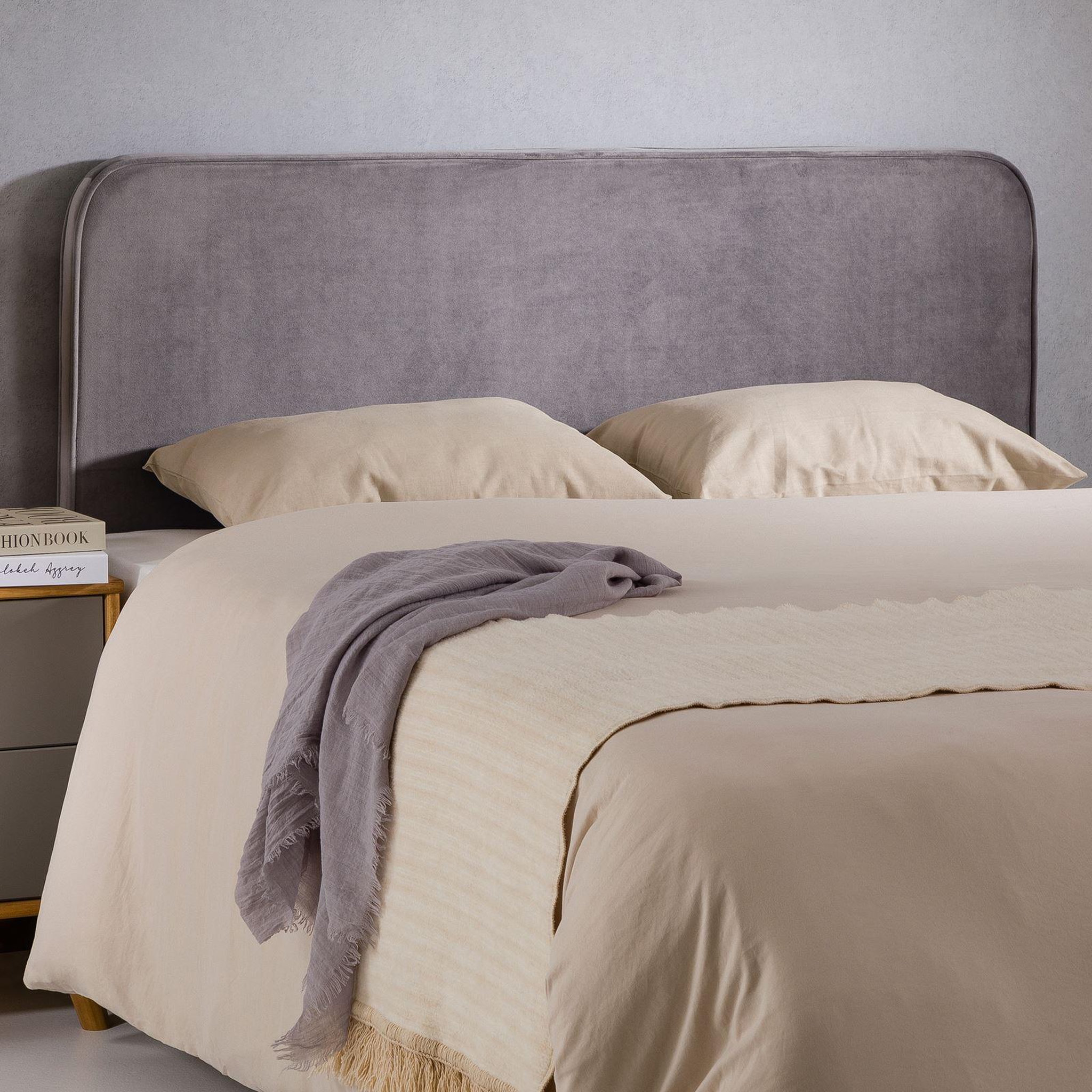 Voir la diapositive 4 : IDIMEX Tête de lit NOVARE 160 avec fixation murale, en tissu