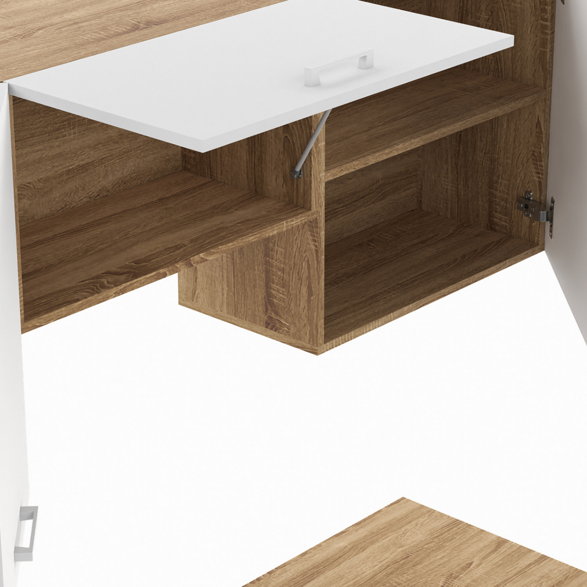 ID MARKET Cuisine complète 240 cm SUBTIL avec plan de travail 7 éléments bois et blanc