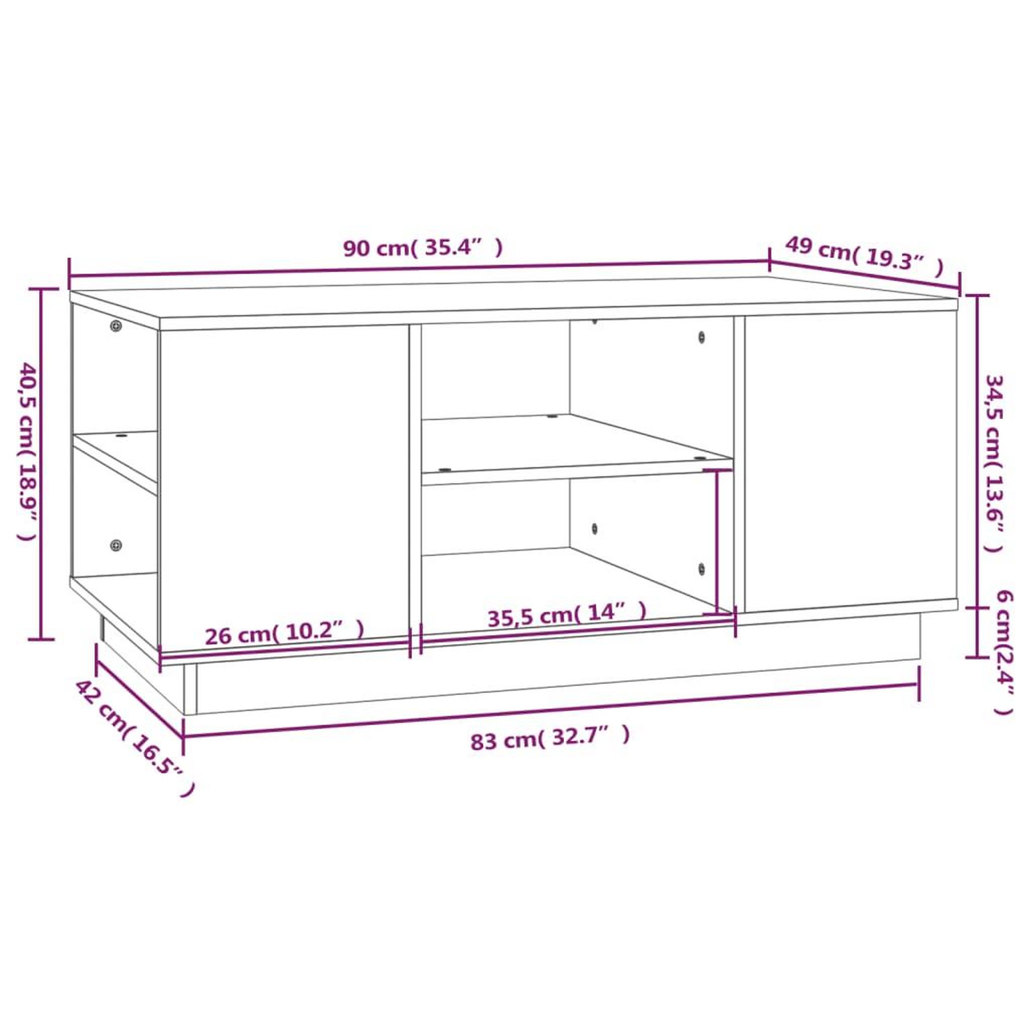 Voir la diapositive 6 : VIDAXL Table basse 90x49x40,5 cm Bois massif de pin