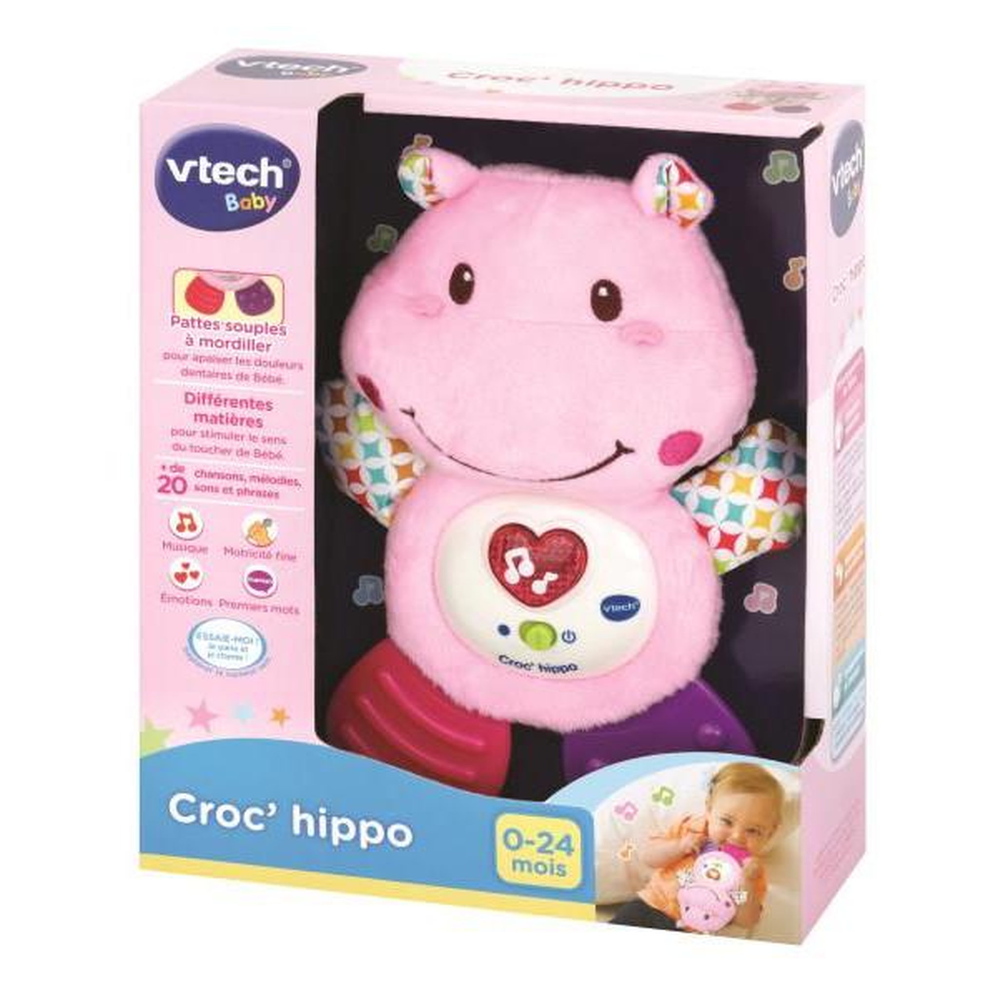 Voir la diapositive 5 : VTECH BABY VTECH BABY - Hochet Croc'Hippo - Peluche Texturée Rose