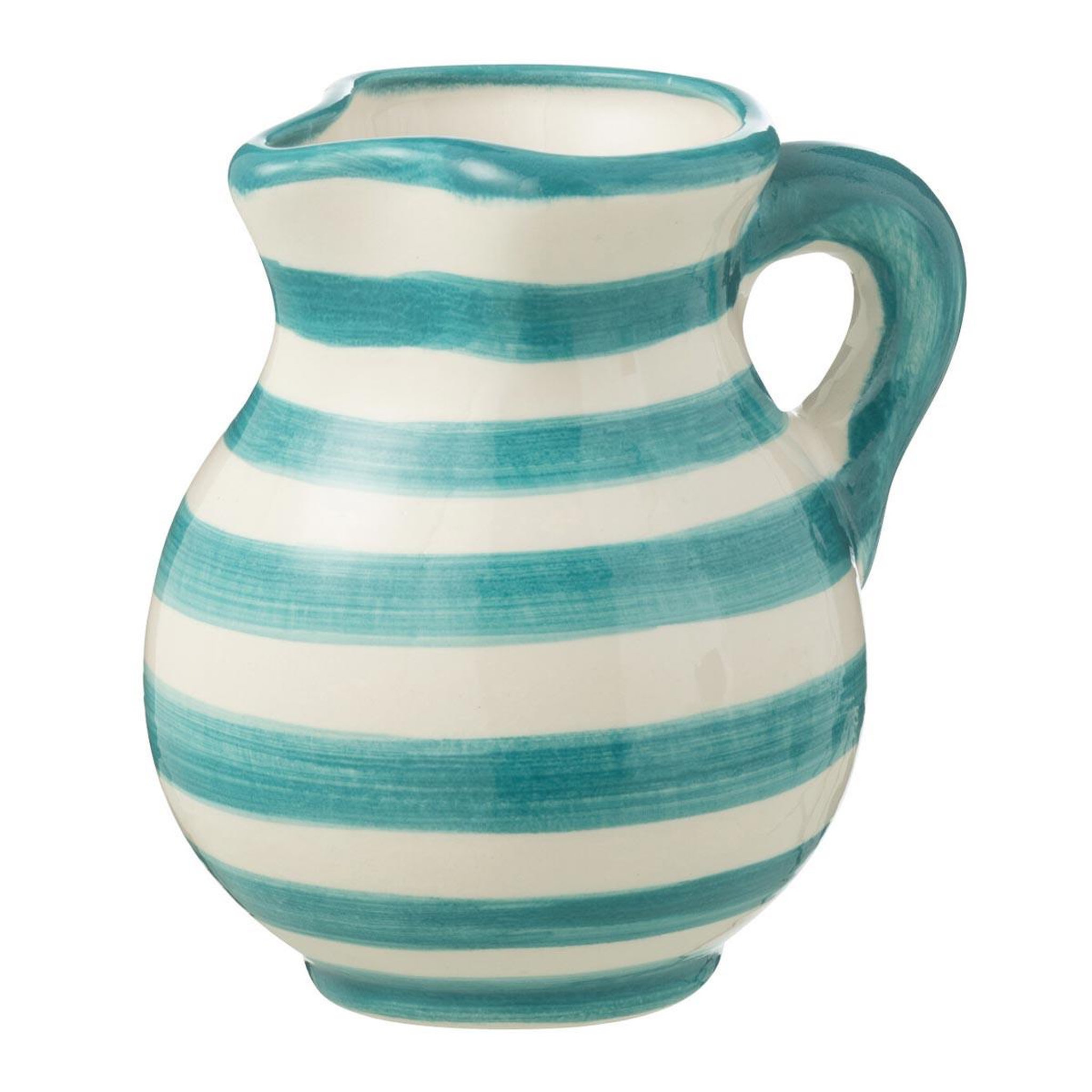 J-LINE Pichet en céramique  granada rayure  0,5l bleu aqua