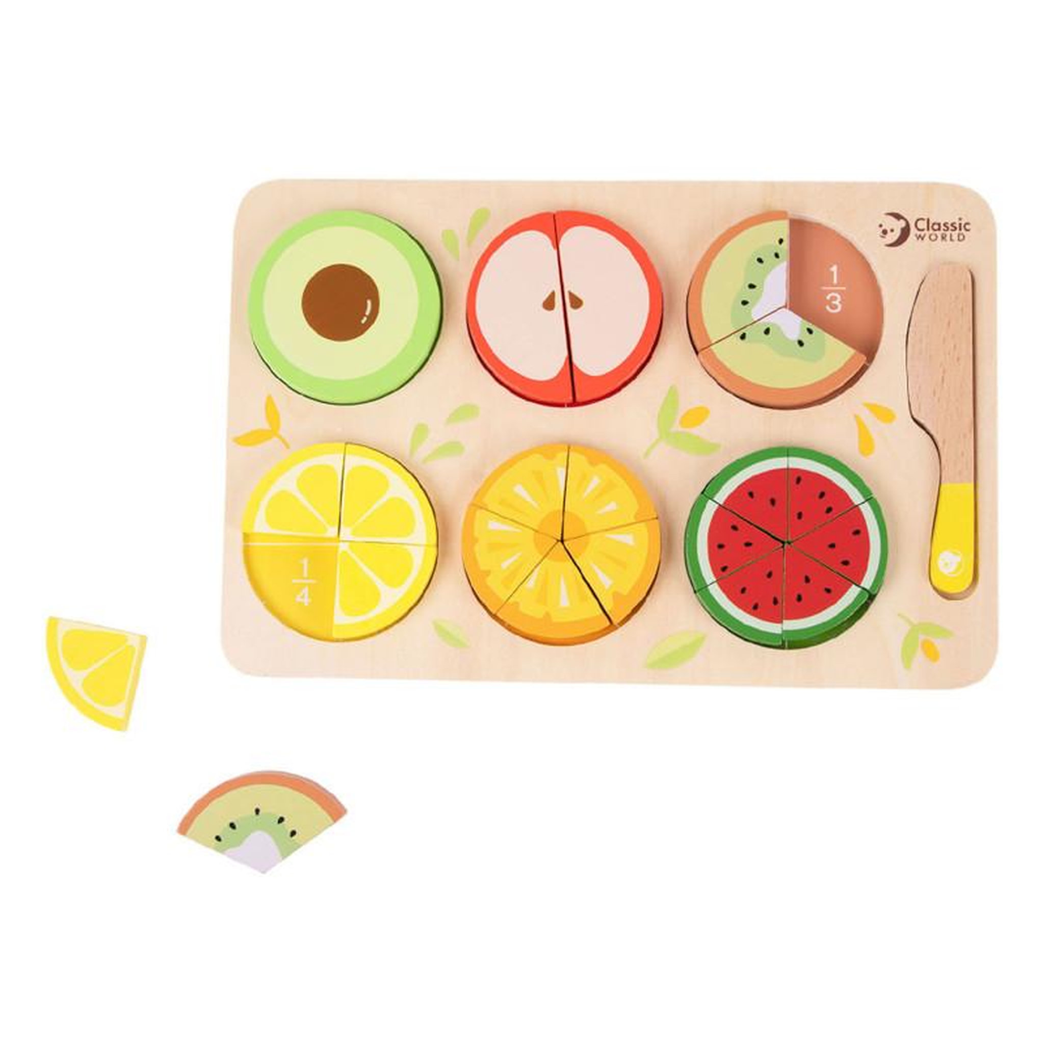 Voir la diapositive 2 : CLASSIC WORLD Classic World Wooden Fruit Puzzle Fractions, 22pcs. 20142