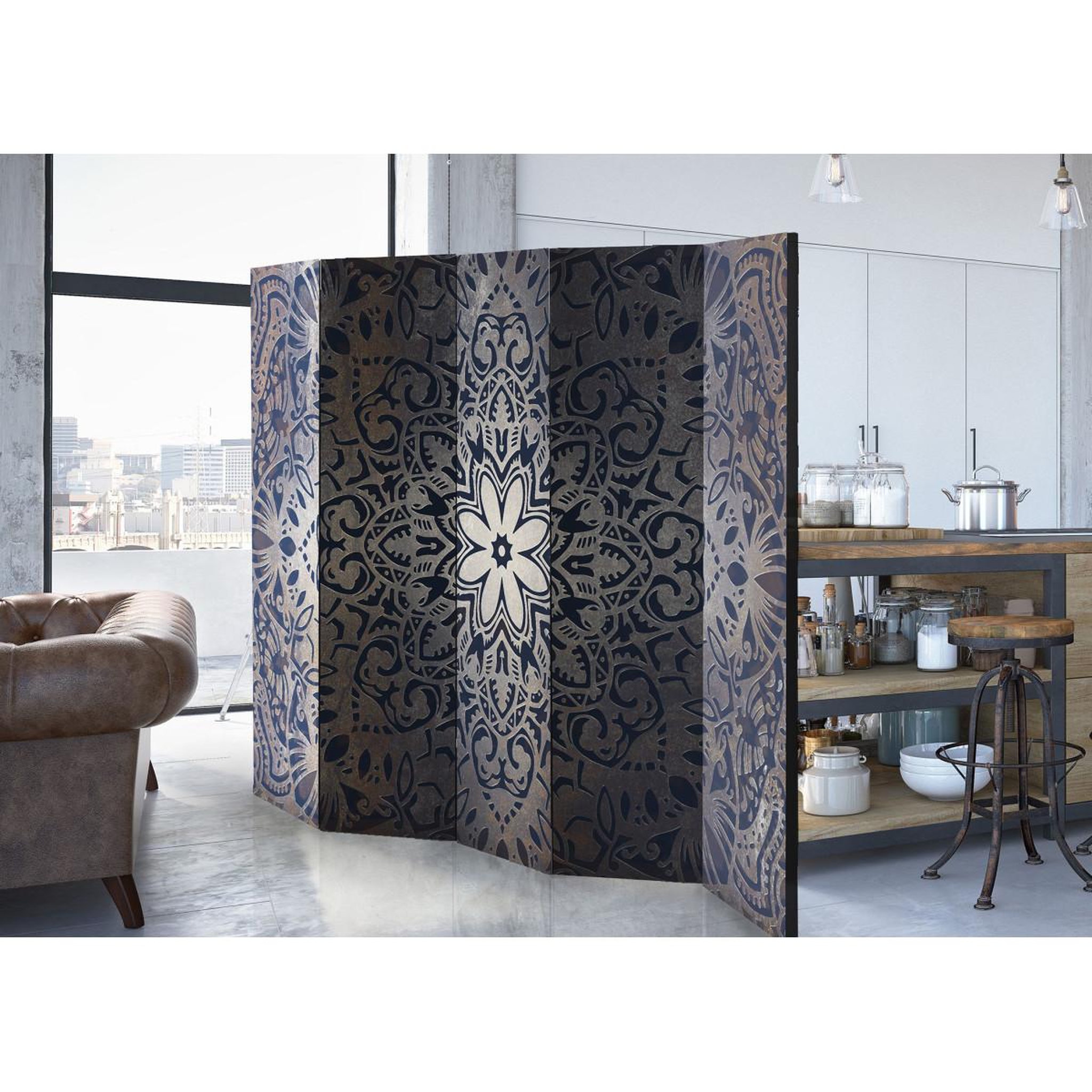Voir la diapositive 2 : Paris Prix Paravent 5 volets  iron flowers  172x225cm
