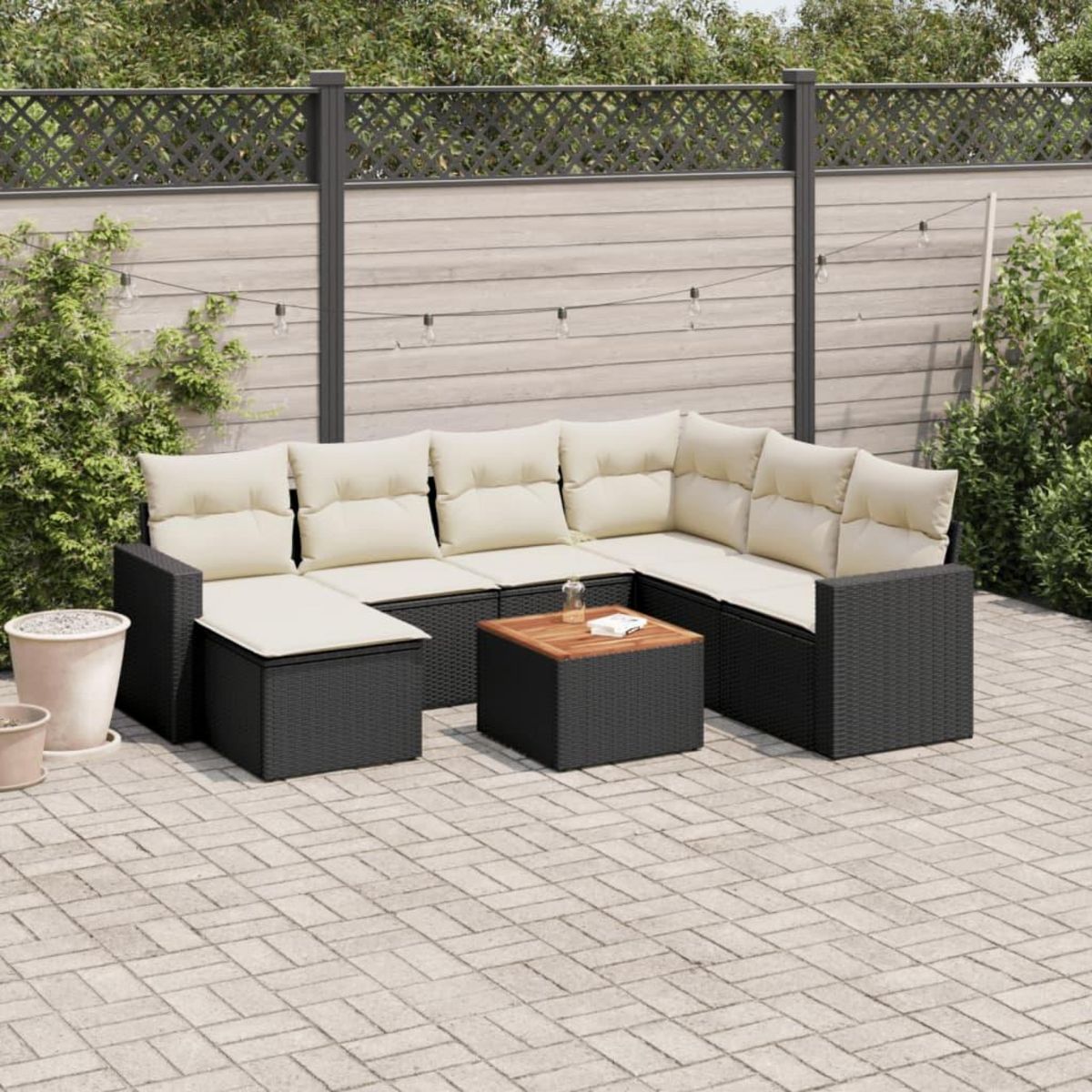 VIDAXL Salon de jardin 8 pcs avec coussins noir resine tressee