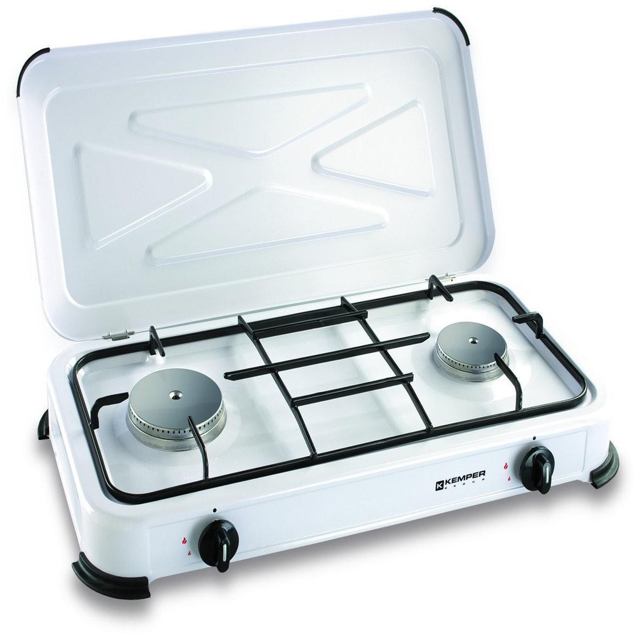 Kemper Réchaud à gaz 2 feux + couvercle blanc - 104981