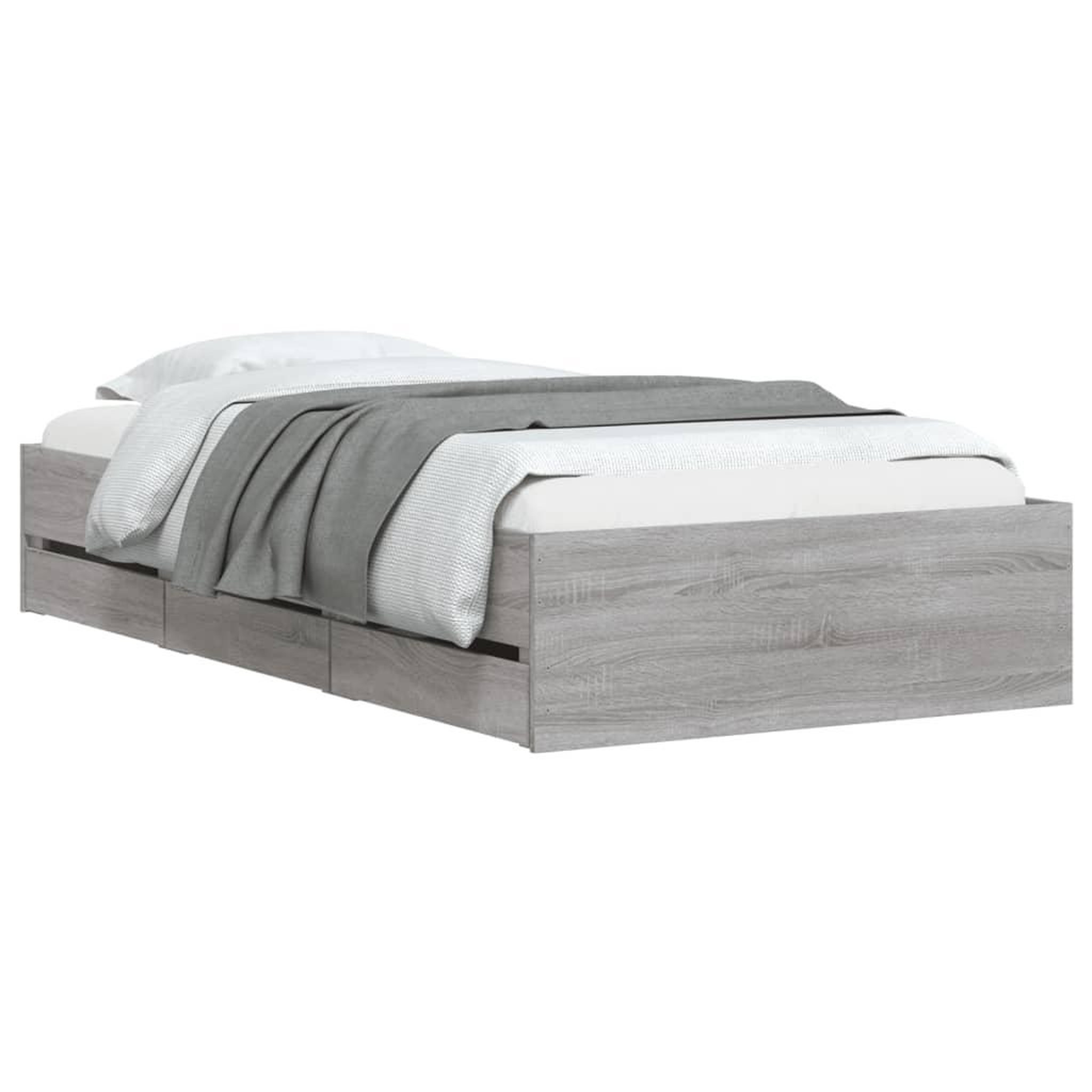 Voir la diapositive 3 : VIDAXL Cadre de lit avec tiroirs sans matelas sonoma gris 100x200 cm
