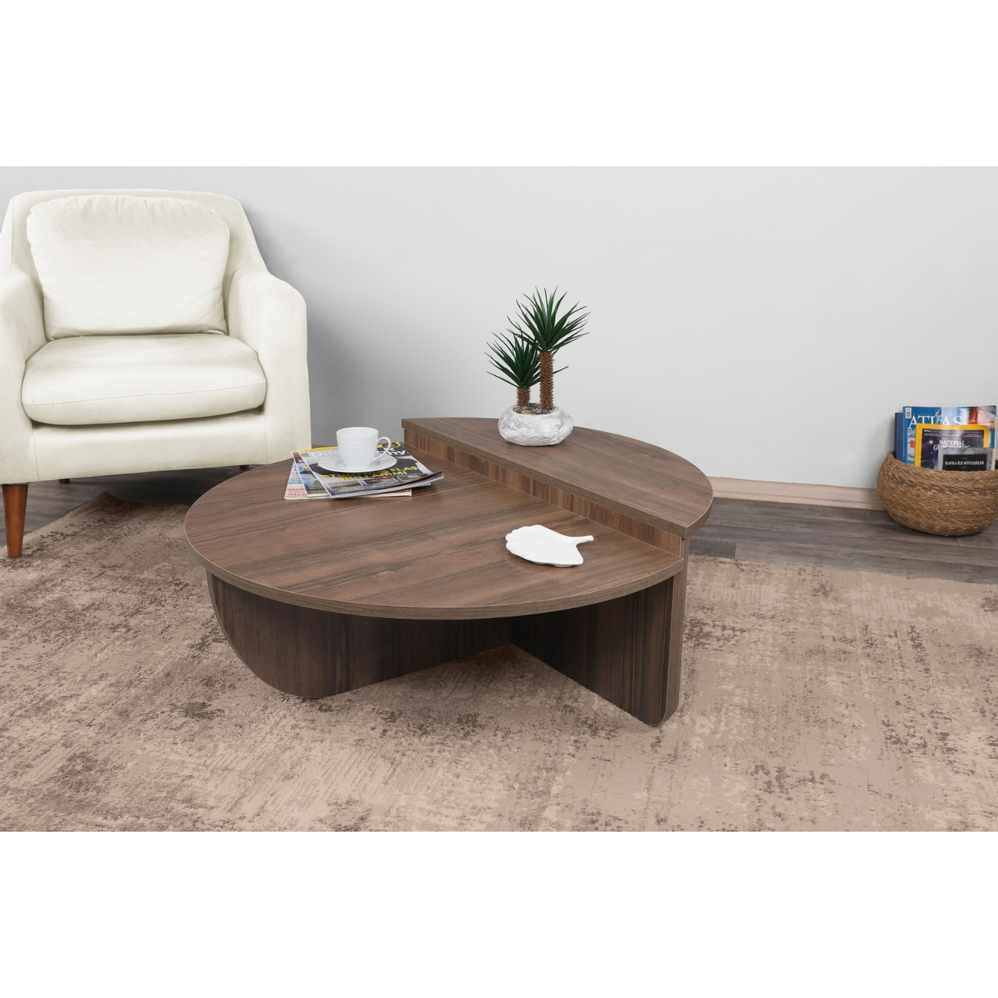 Voir la diapositive 5 : CONCEPT USINE Table basse modulable couleur noyer mila
