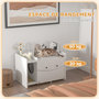 Voir la diapositive 5 : PAWHUT Maison de toilette pour chat - meuble cache litière - compartiment coulissant, aérations, tapis de fuite - blanc