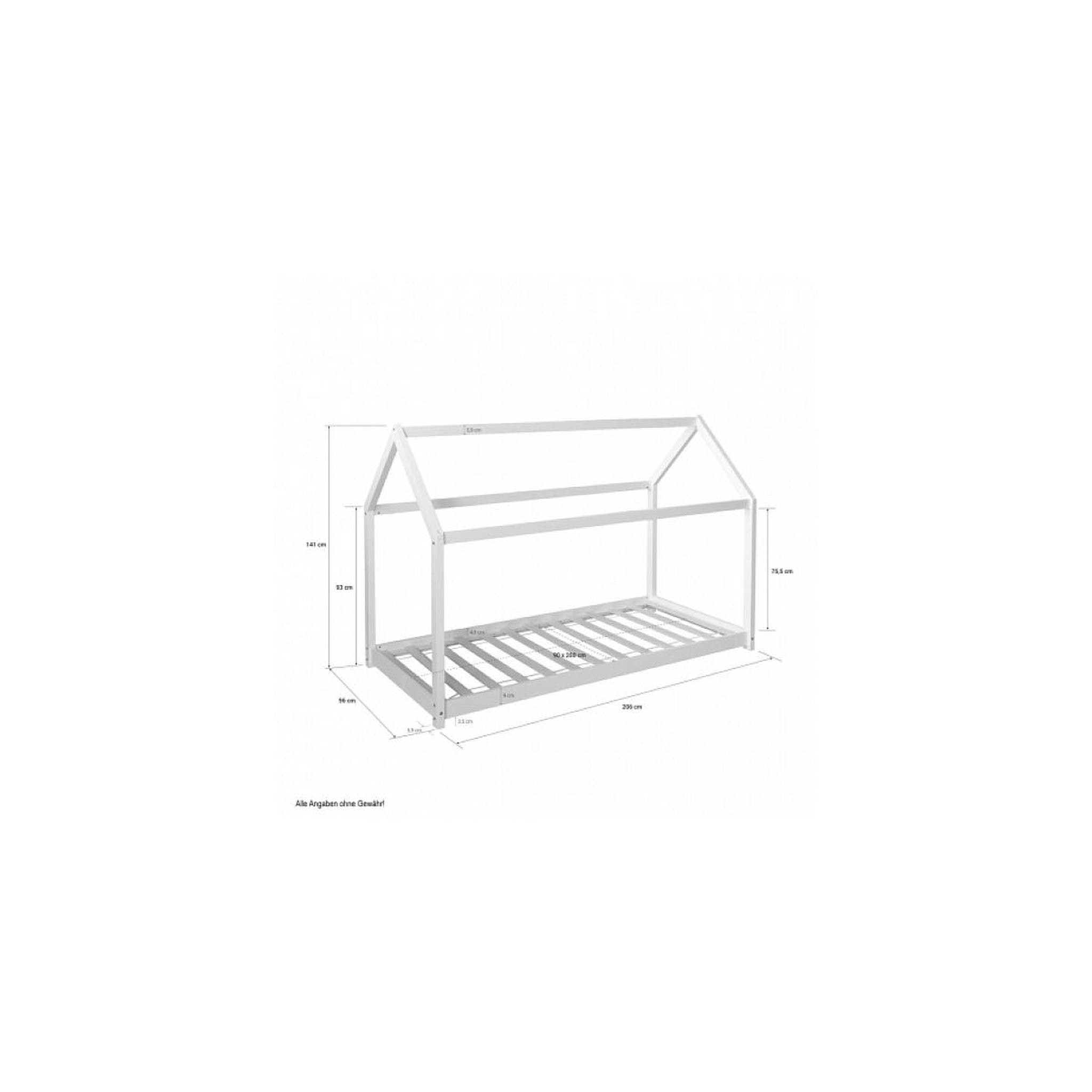 Voir la diapositive 2 : HomeStyle4U Lit cabane enfant en bois blanc 90 x 200cm