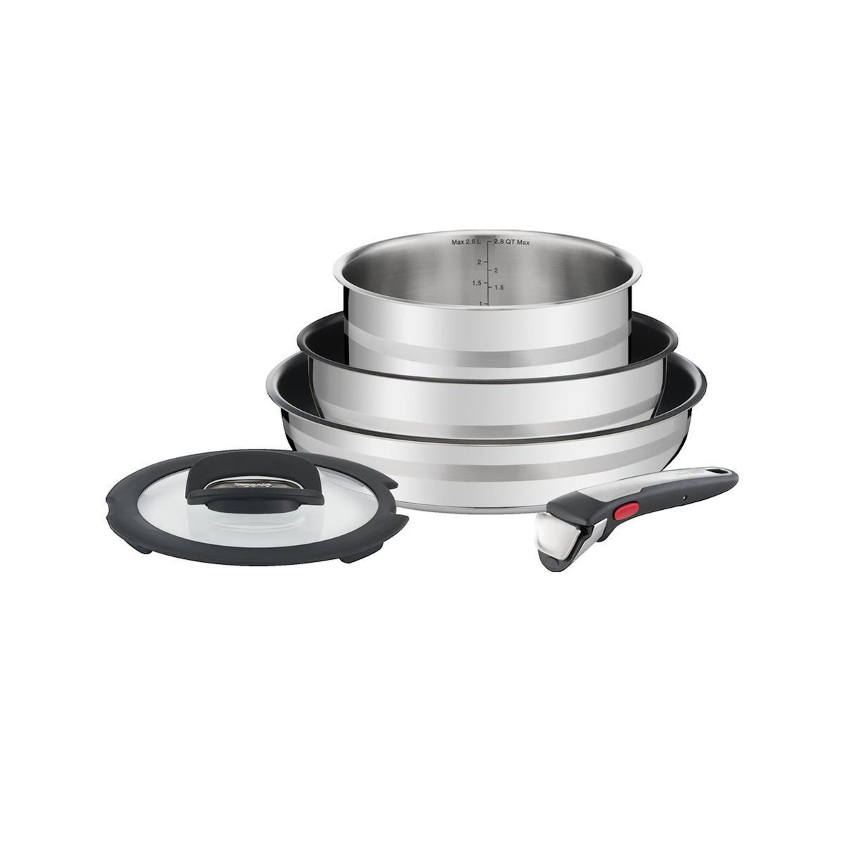 TEFAL Set de casseroles Tefal Ensemble en acier inoxydable avec revêtement antiadhésif Thermo-Spot