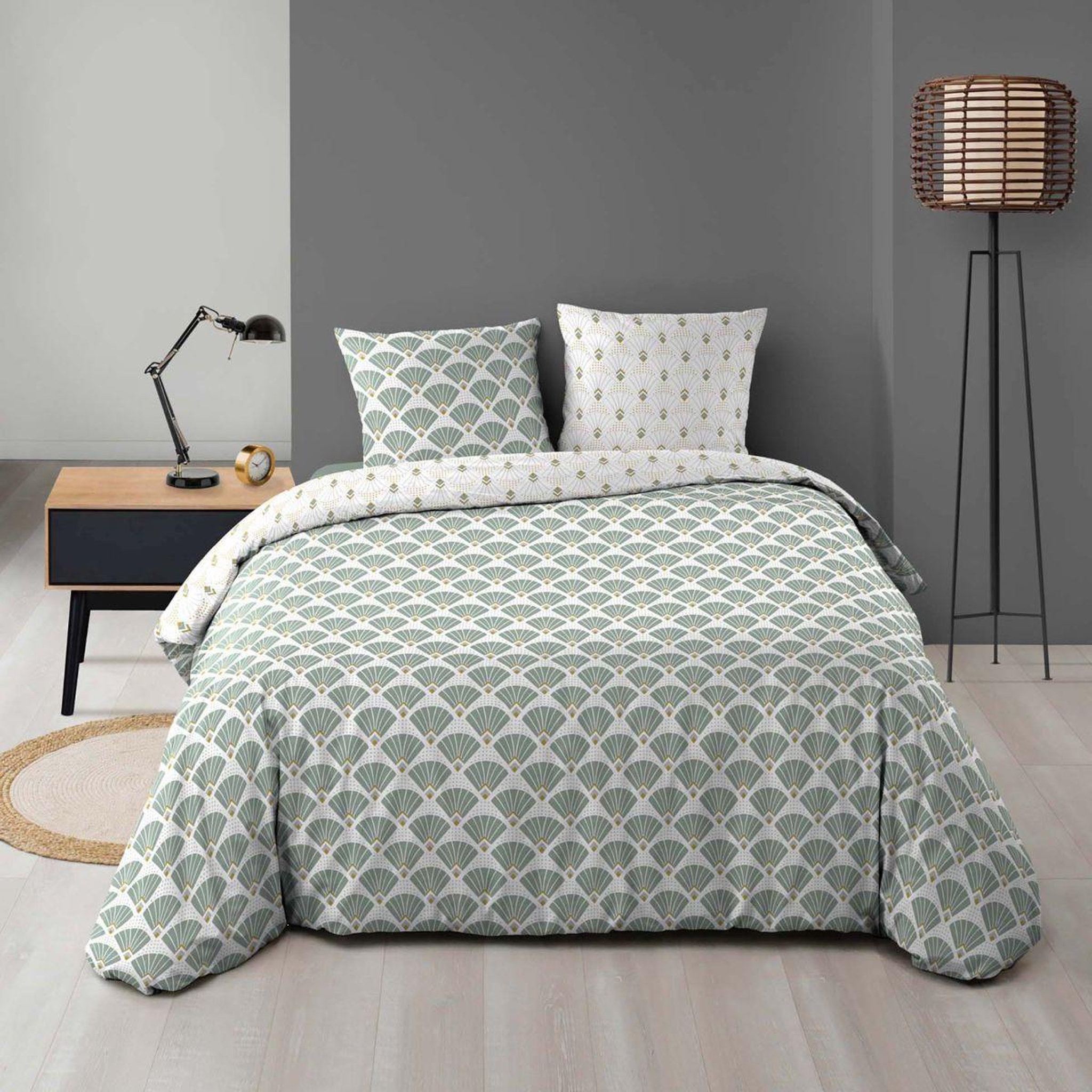 Douceur d'Intérieur Parure de lit 3 pièces  diane  240x220cm vert