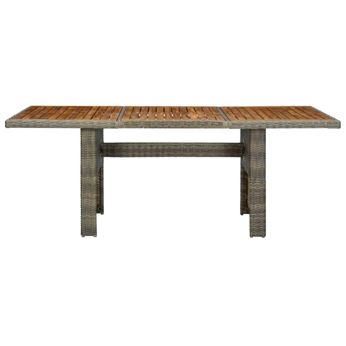 VIDAXL Table de jardin Marron Resine tressee et bois d'acacia massif