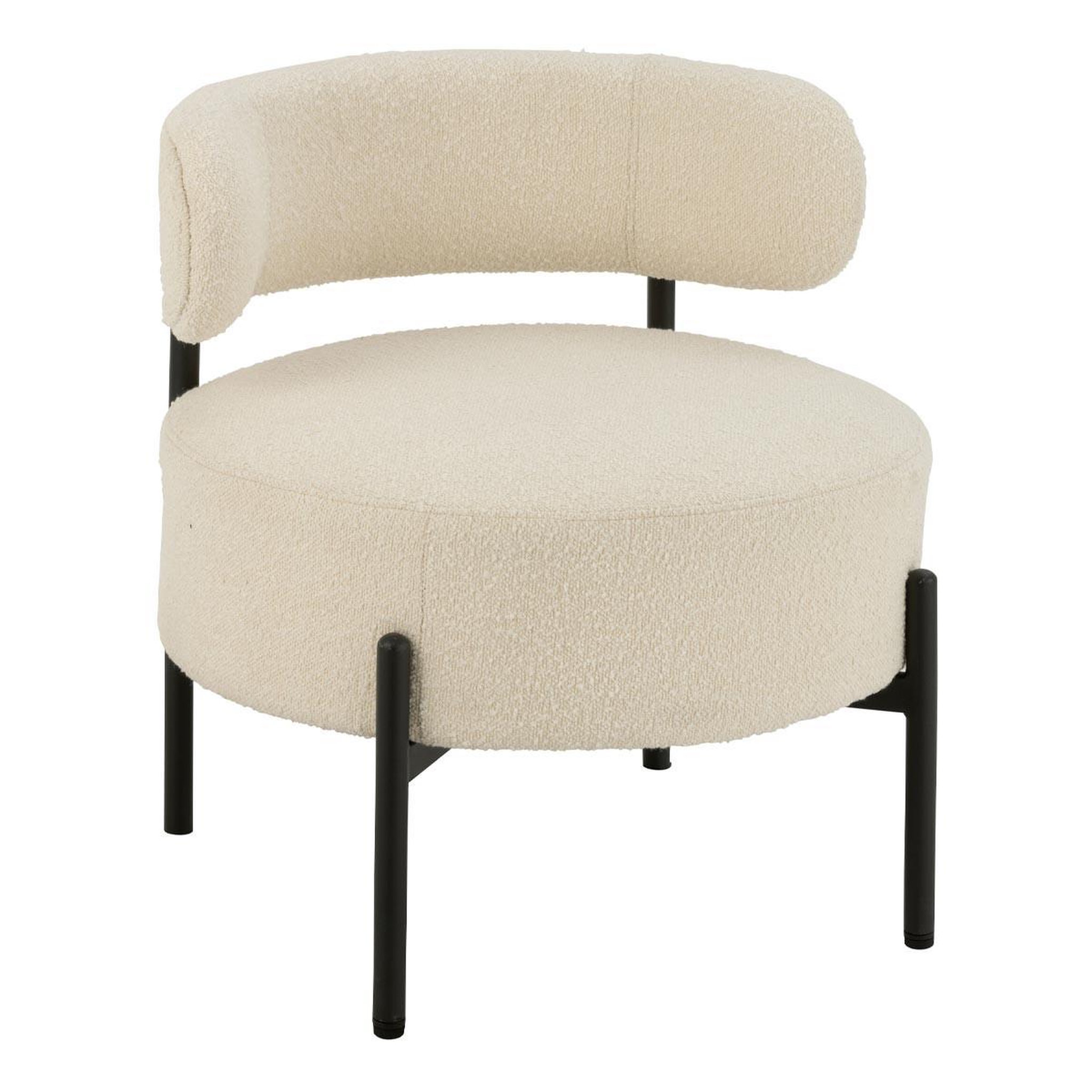J-LINE Fauteuil lounge en tissu bouclé  aldo  67cm blanc