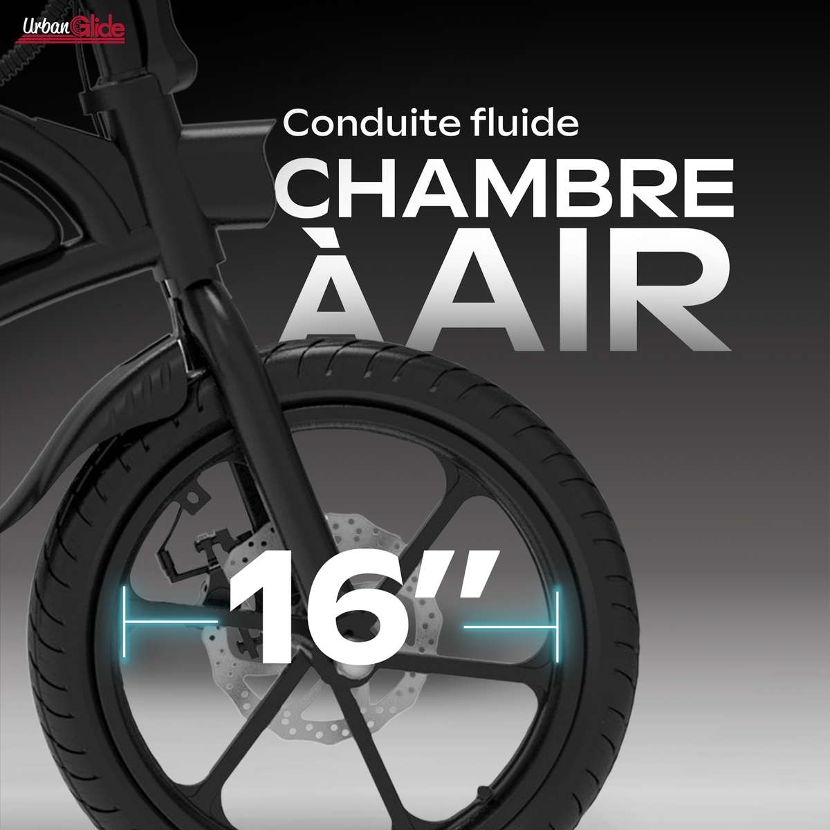 URBANGLIDE Draisienne Électrique E-bike 160 – 350W, 25 km/h, Autonomie 30 km, Pneu 16 , 36V/6Ah - 15Kg