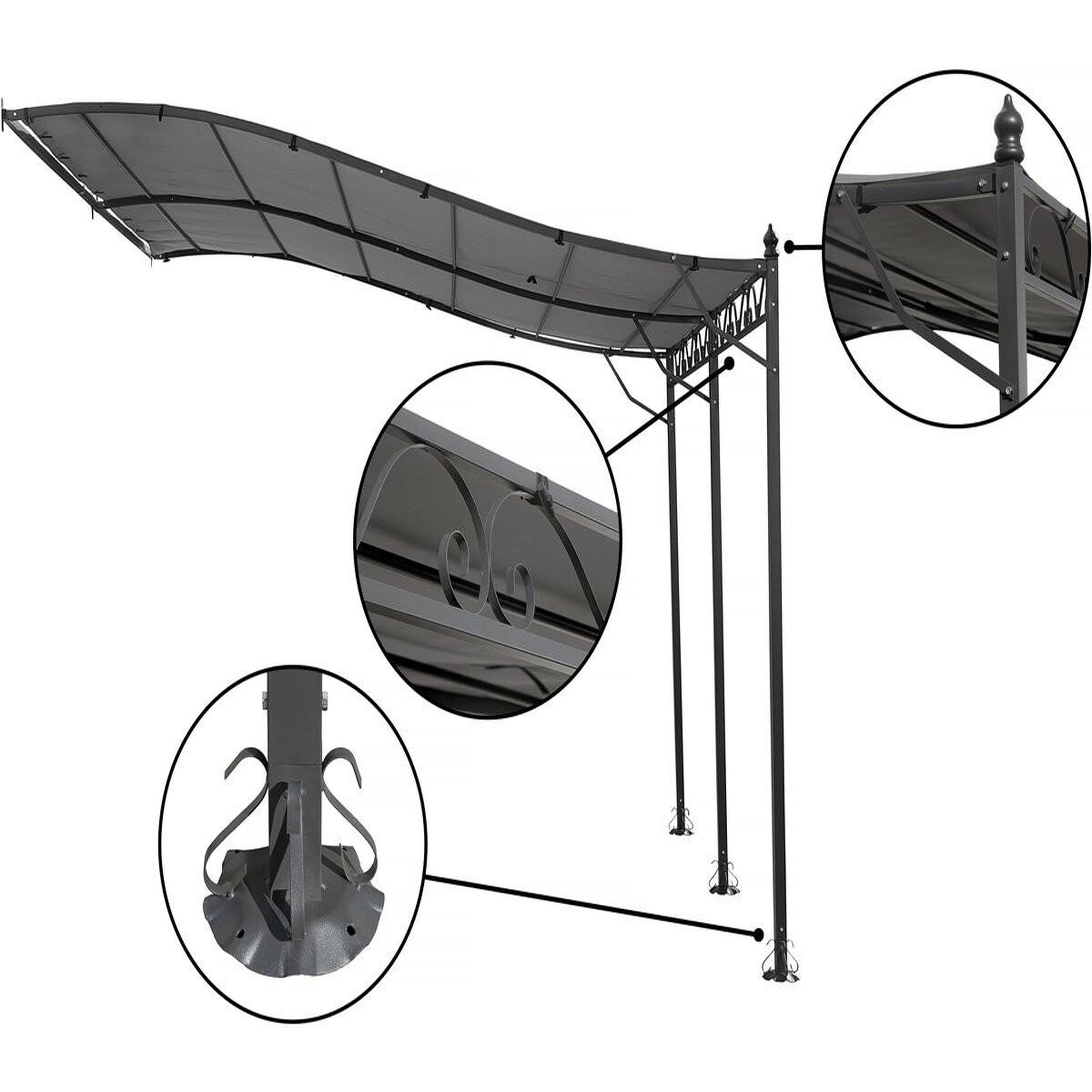 Voir la diapositive 4 : Habitat et Jardin Pergola tonnelle adossée en métal - 3 x 4 m - gris