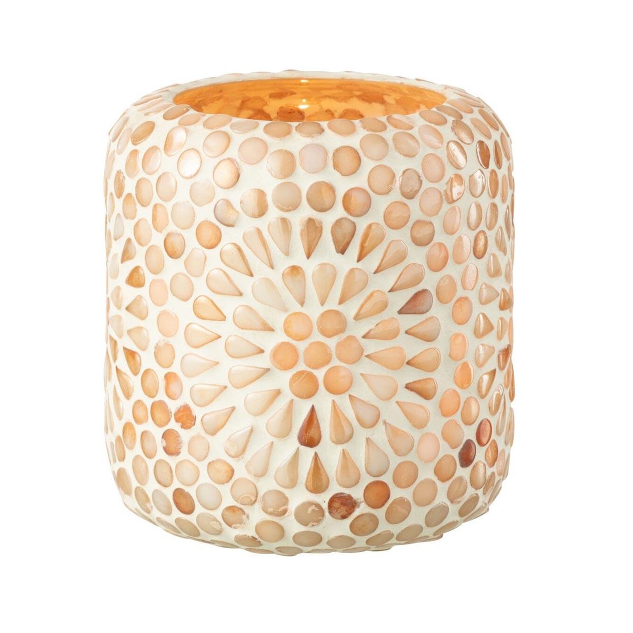 Voir la diapositive 2 : J-LINE Photophore mosaïque  ruthie  11cm beige