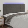 Voir la diapositive 1 : VIDAXL Tete de lit a LED Gris fonce 160x5x118/128 cm Velours